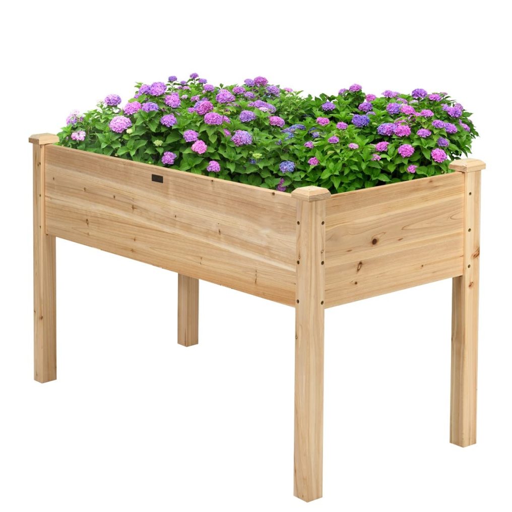 Elevated Wood Planter Box Stand with Legs for Vegetables Flowers & Herbs