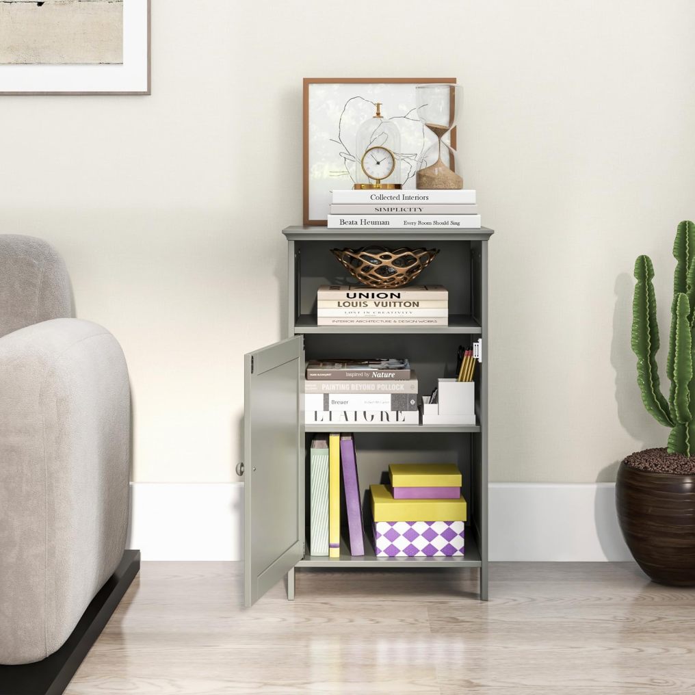 Single-Door Floor Cabinet Compact Bathroom & Side Storage Organizer