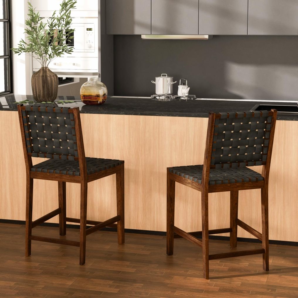 24 Inch Woven Bar Stools Set of 2/4 Counter Height Bar Chairs