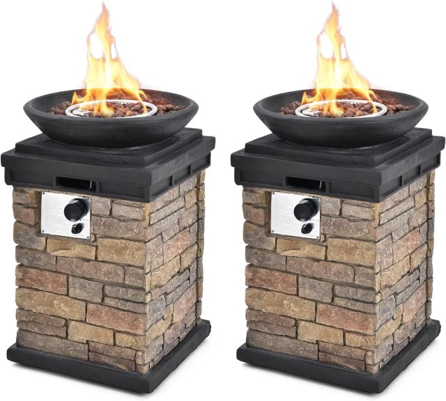 ARLIME Outdoor Propane Burning Fire Bowl, 40,000 BTU Outdoor Gas Fire Pit with Free Lava Rocks