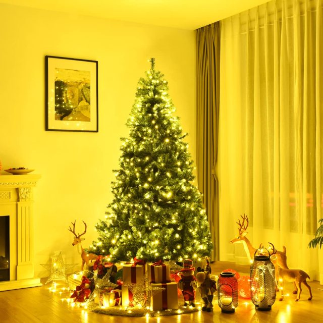 7/8/9 FT Pre lit Christmas Tree with 150/500/750/1000 Warm White & Multicolored Lights
