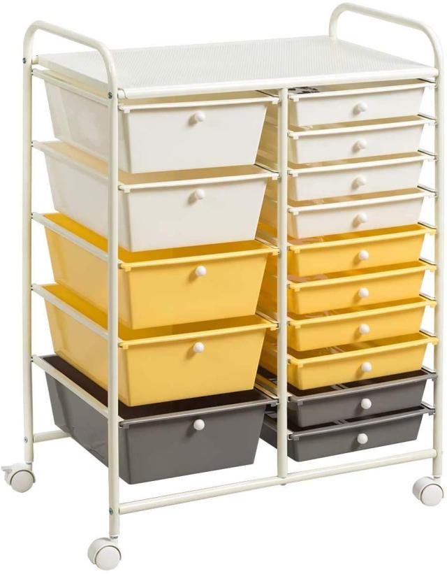 ARLIME 15-Drawer Storage Cart, 15 Drawer Trolley, Rolling Organizer Cart