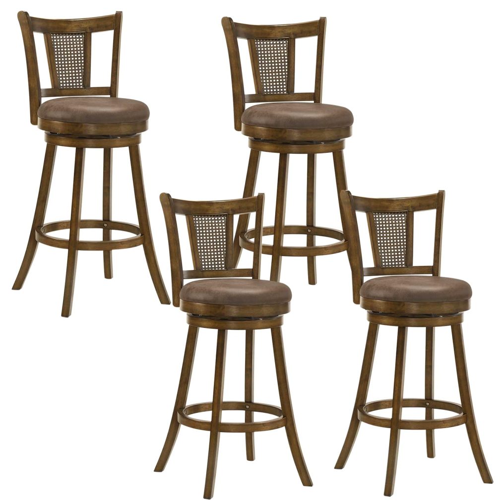25”/30” Solid Rubber Wood Swivel Counter Chairs with Faux Leather Seat