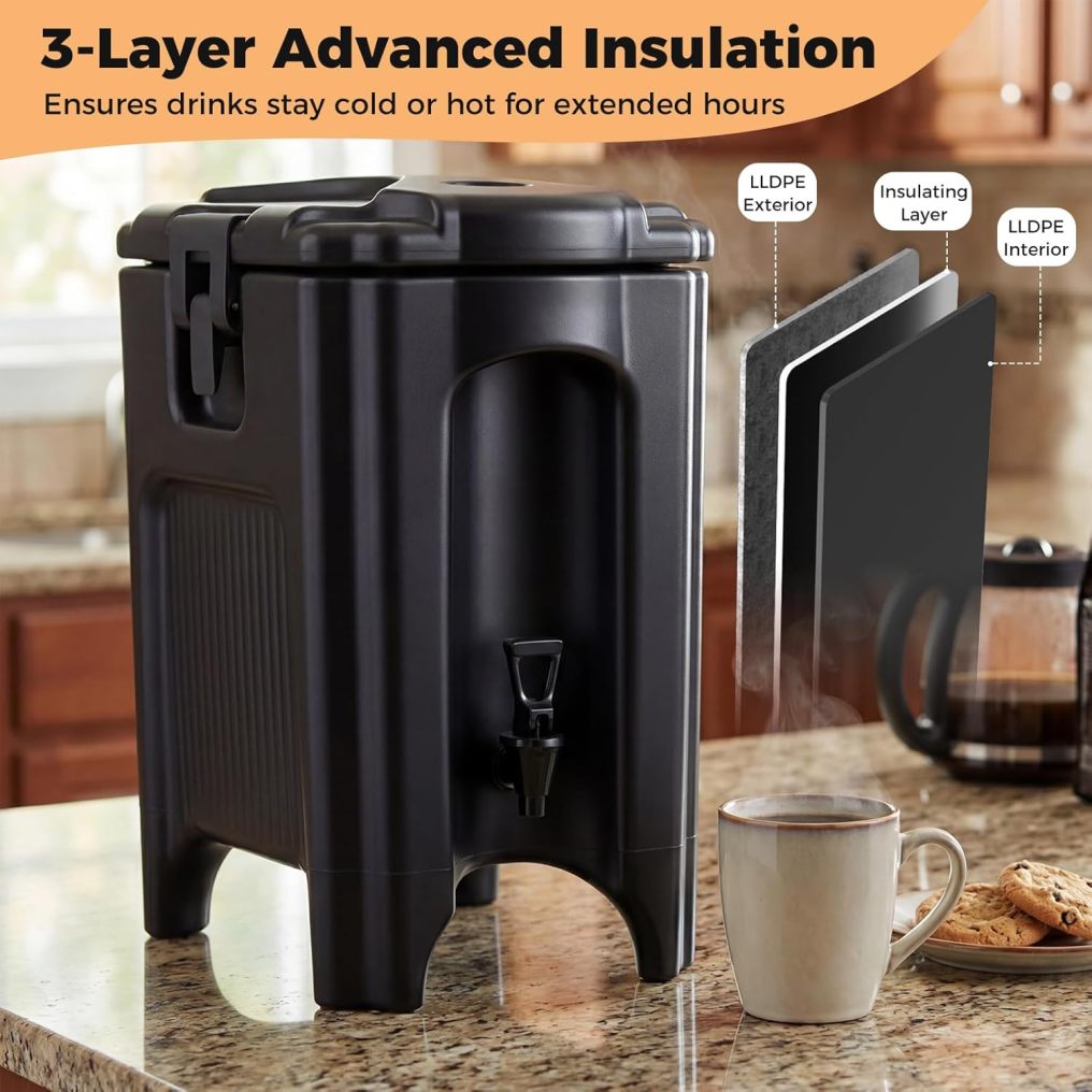 4.5 Gal Insulated Beverage Dispenser | Commercial Coffee Tea Iced Thermal Drink Server Containers