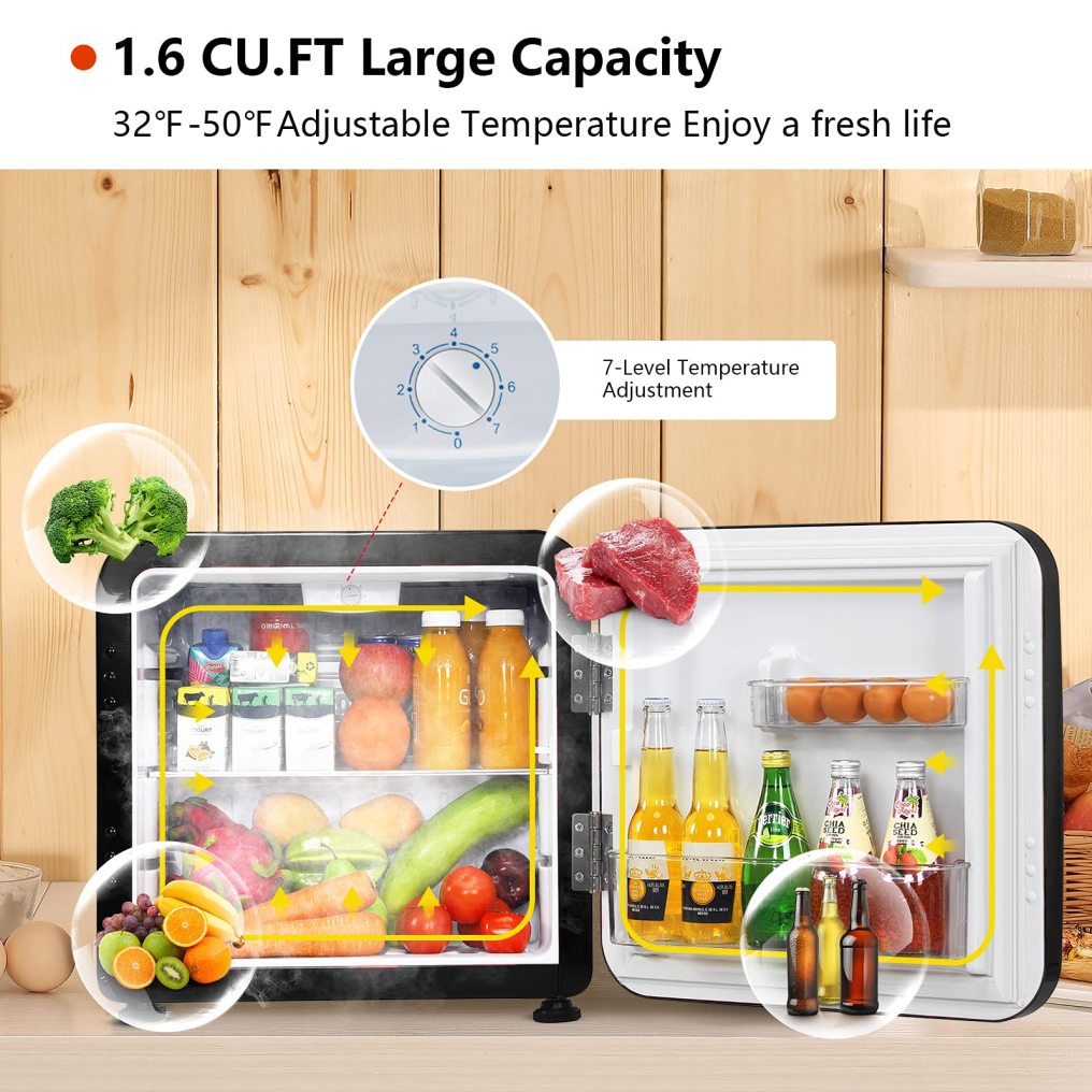 1.6 cu ft. Single Door Small Fridge with Adjustable Temperature 32℉ to 50℉
