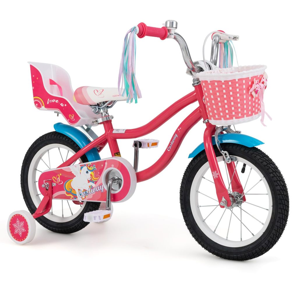 12/14 Inch Kids Bicycle with Doll Seat and Training Wheels