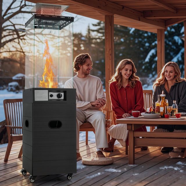 40,000 BTU Square Patio Propane Heater with Tempered Glass Tube