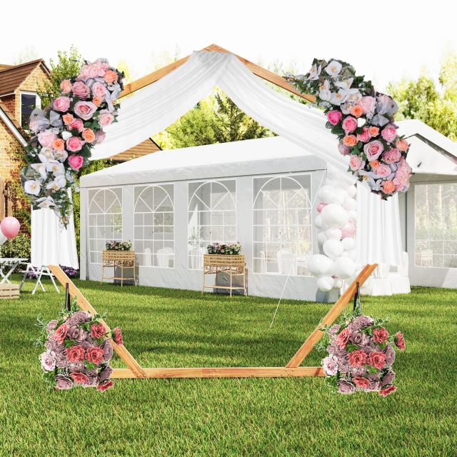 7 FT Wooden Wedding Arch for Ceremony | Heptagon Solid Wood Arch Stand