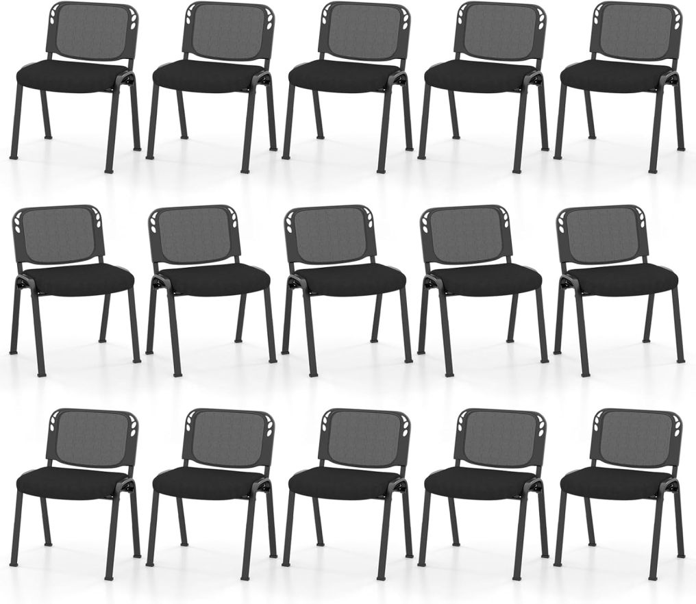 Meeting Room Chair Set of 10/15 Stackable Conference Chairs With Ergonomic Backrest & Waterfall Seat