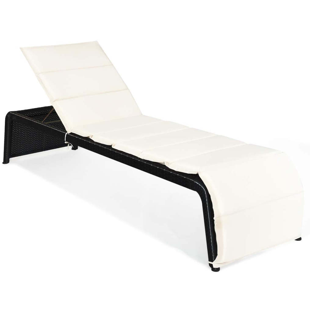 Patio Rattan Lounge Chair Cushioned Chaise Recliner Chair with Adjustable Back Garden Backyard Poolside Turquoise
