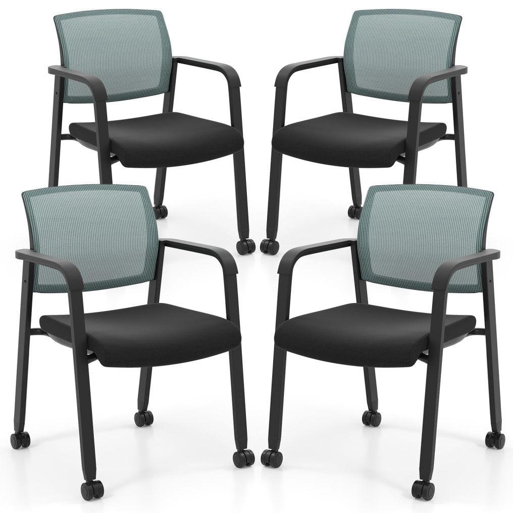 Office Guest Chairs Stackable Conference Room Chairs with Wheels