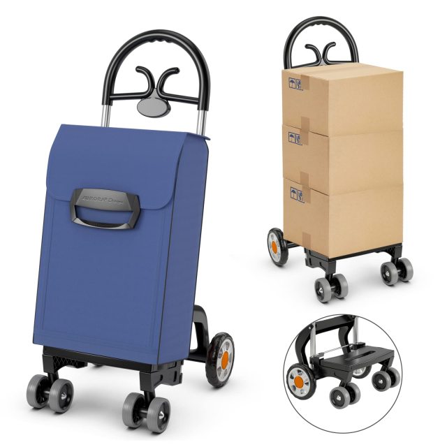 6-Wheel Trolley Dolly 2-in-1 Heavy Duty Hand Truck w/Removable & Waterproof Bag