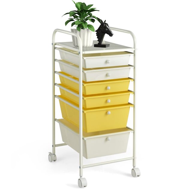 6-Drawer Rolling Storage Cart Multifunctional Art Craft Tools Organizer on Wheels