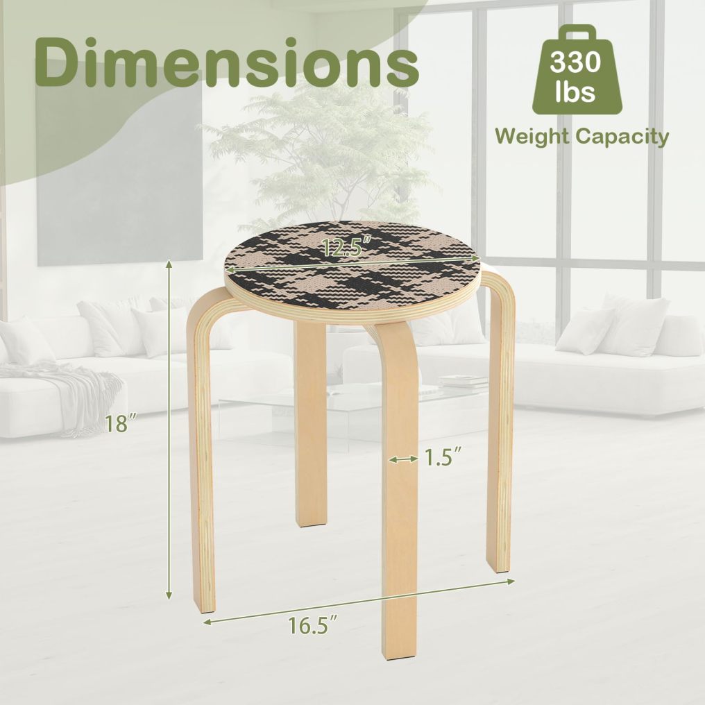 18-Inch Height Stackable Bentwood Stools with Round Top