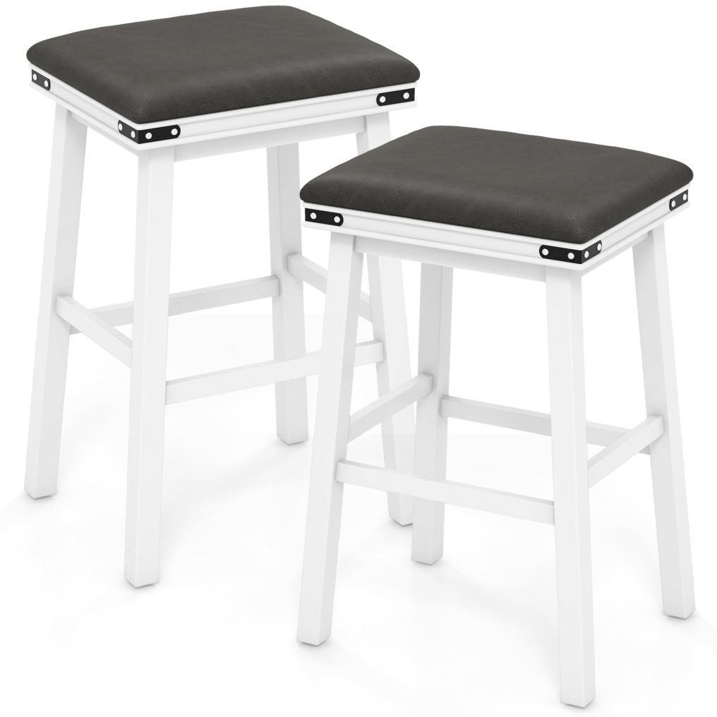 Upholstered Bar Stools Set of 2/4 30-inch Height Backless Bar Chairs