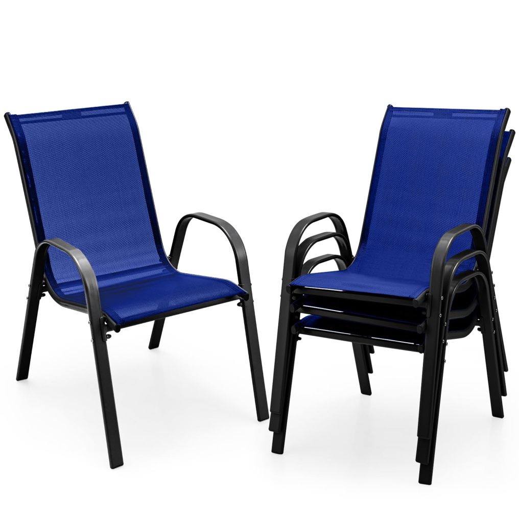 Patio Dining Chairs Set of 2/4 Stackable Outdoor Chairs