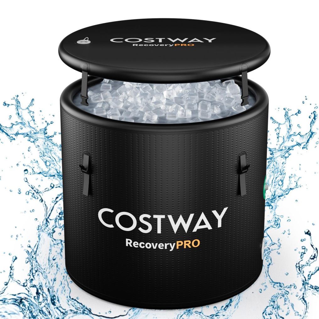 129 Gal Oval Ice Bath Tub with Cover for Cold and Hot Therapy