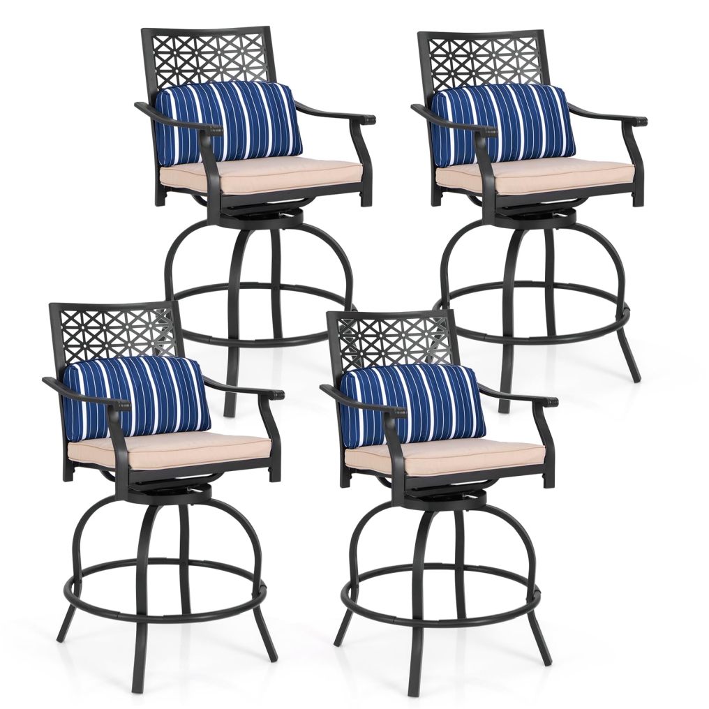 Outdoor Bar Chair Set of 2/4 24.5 Inch Swivel Counter Height Bar Stools