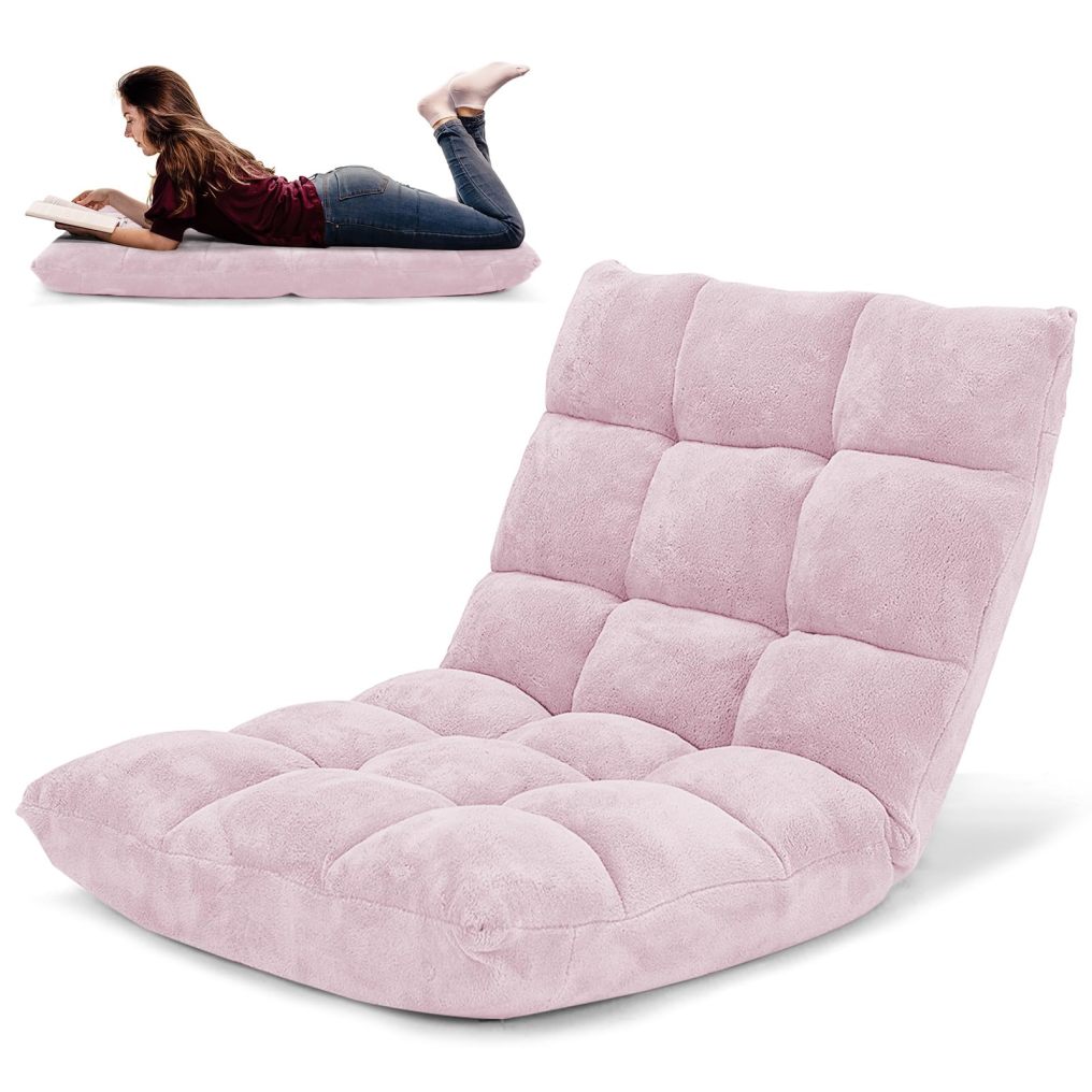 14-Position Floor Sofa, Folding Gaming Sofa Chair, Angle Adjustable Sleeper Bed, Couch Recliner