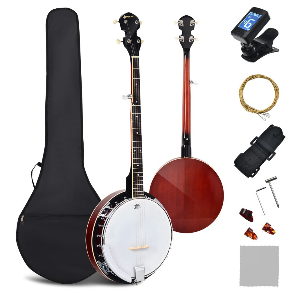 39” Full Size 5-string Banjo with 24 Bracket Remo Head Beginner Banjo Kit