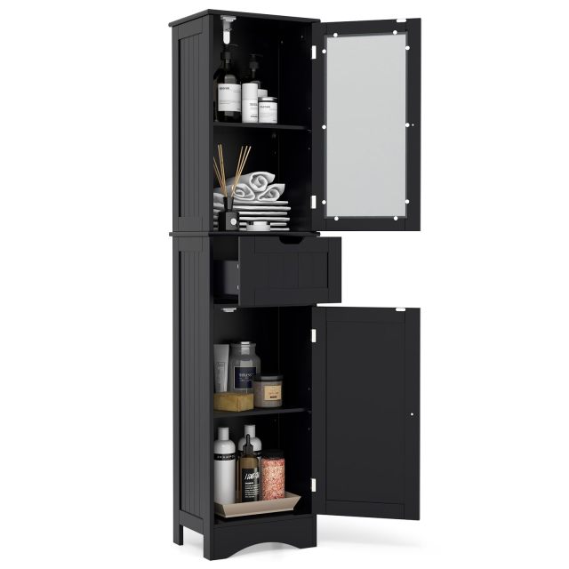 67” Tall Bathroom Storage Cabine with 2 Doors & 1 Drawer 3-Level Adjustable Shelves