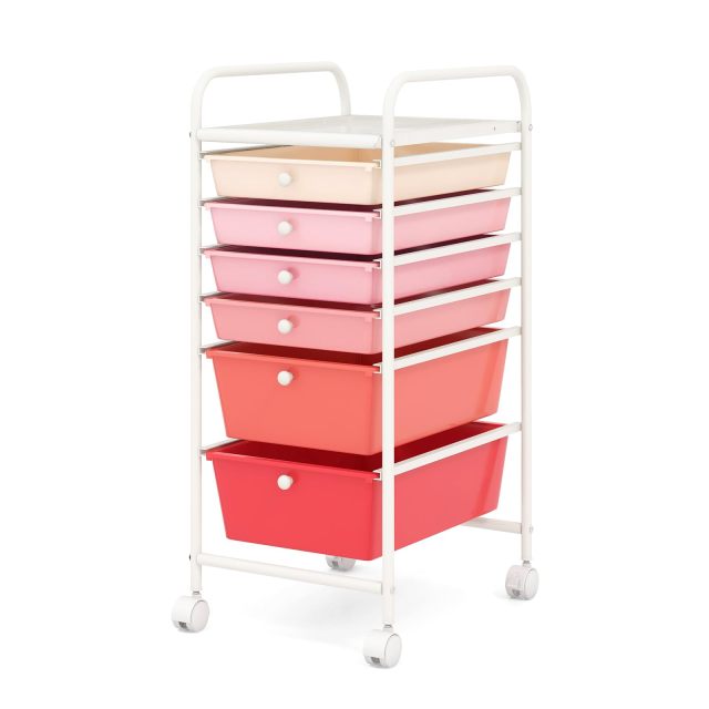 6-Drawer Rolling Storage Cart Multifunctional Art Craft Tools Organizer on Wheels