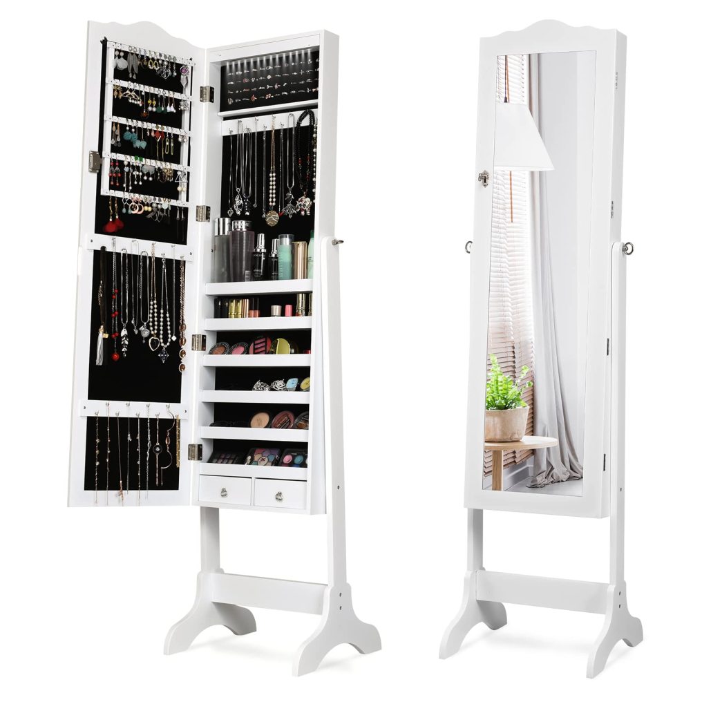 14 LED Jewelry Armoire Cabinet Freestanding Jewelry Storage Organizer