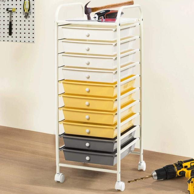 ARLIME 10-Drawer Storage Cart, 10 Drawer Trolley, Rolling Organizer Cart