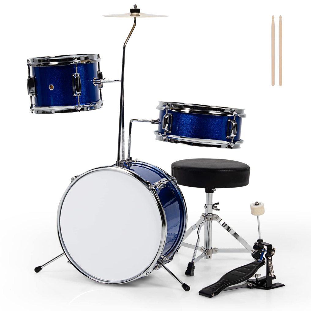 Kids Drum Set 16” Junior Drum Kit with Bass/Snare/Toms/Floor Drum