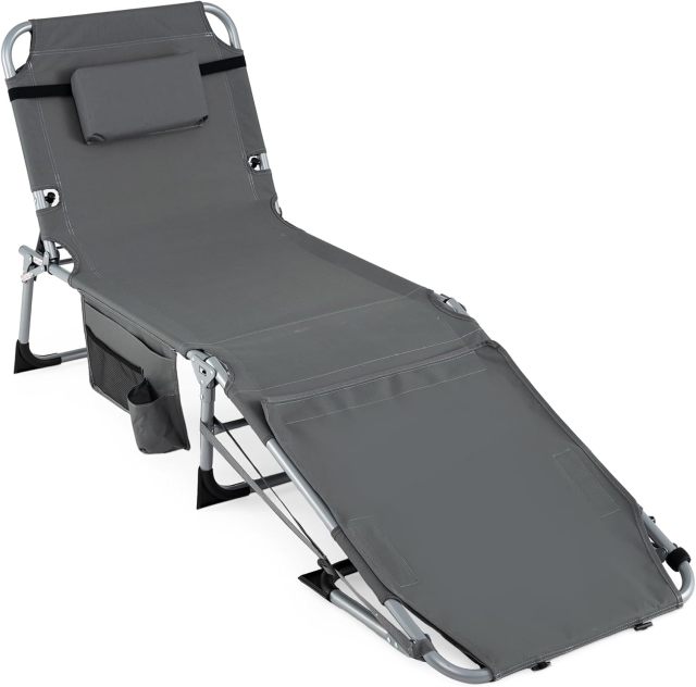 Tanning Chair with Face Arm Holes | Portable Sunbathing Chair w/4-Level Backrest (1/2)