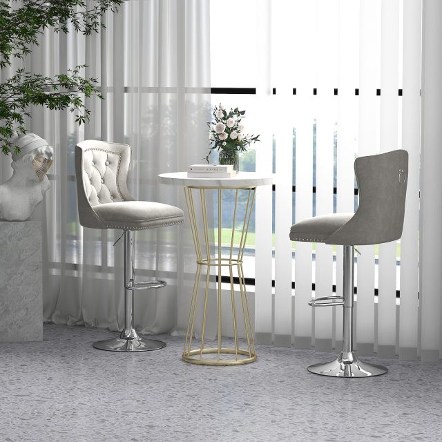 Adjustable Bar Stools Dutch Velvet Bar Chairs with Footrest