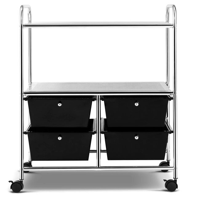 ARLIME 4-Drawer Storage Cart, 4 Drawer 2 Shelves Trolley, Rolling Organizer Cart