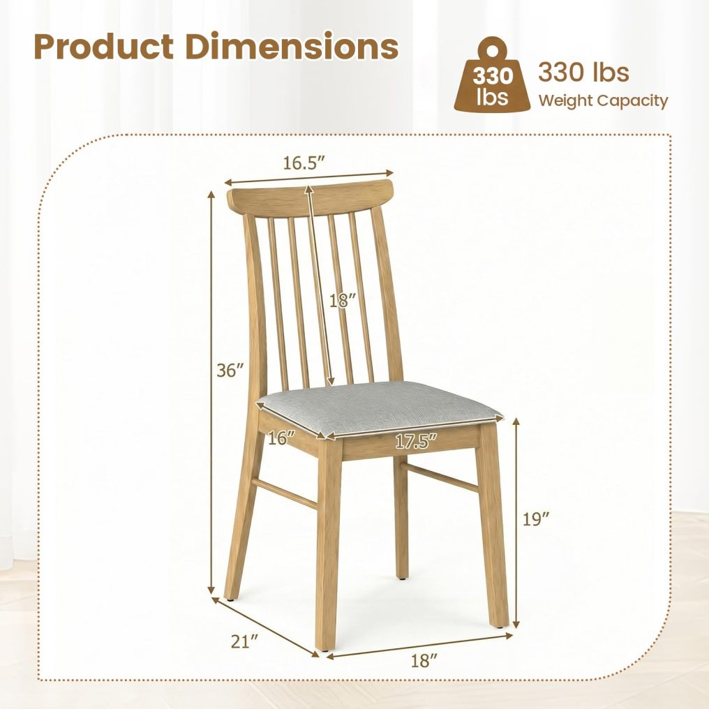 Armless Dining Chairs Set of 2/4 Mid-Century Accent Kitchen Chairs with Padded Cushion