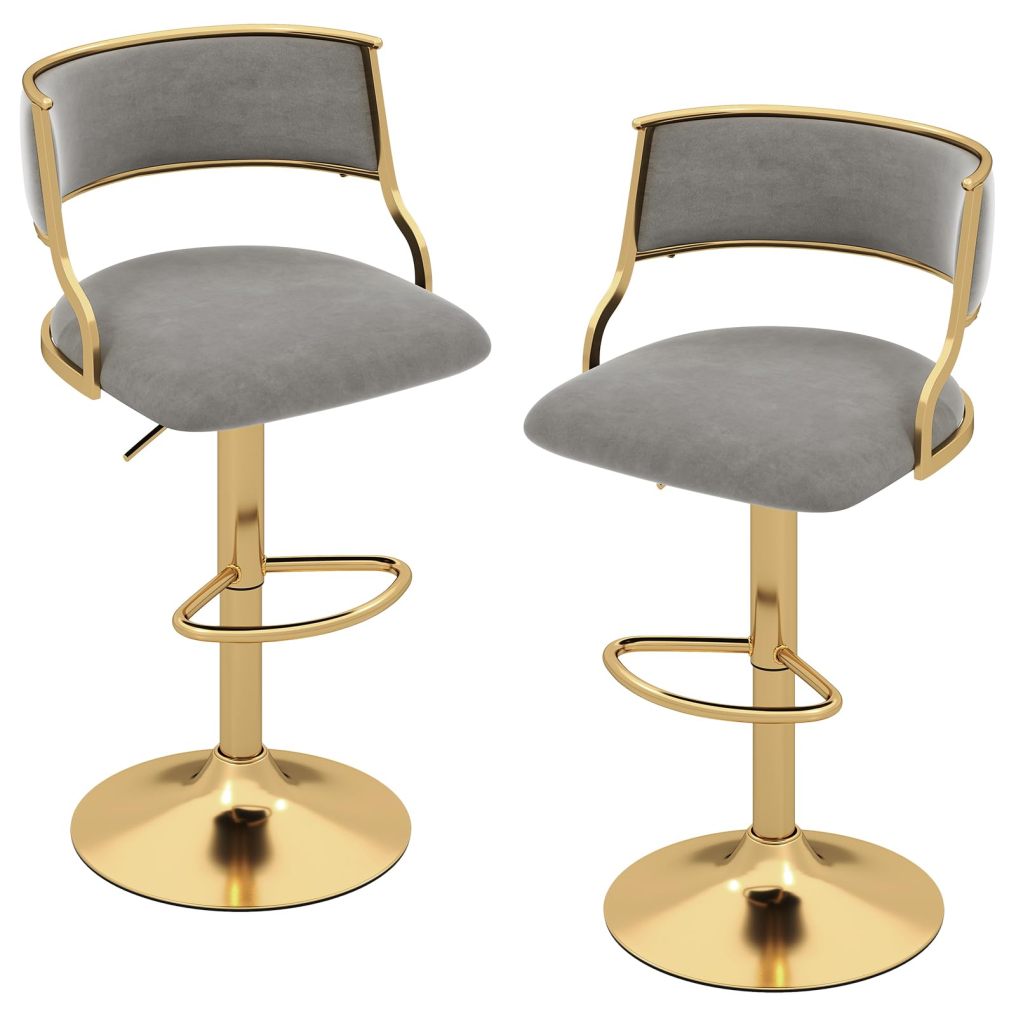 Modern Upholstered Swivel Kitchen Island Chairs with Barrel Back