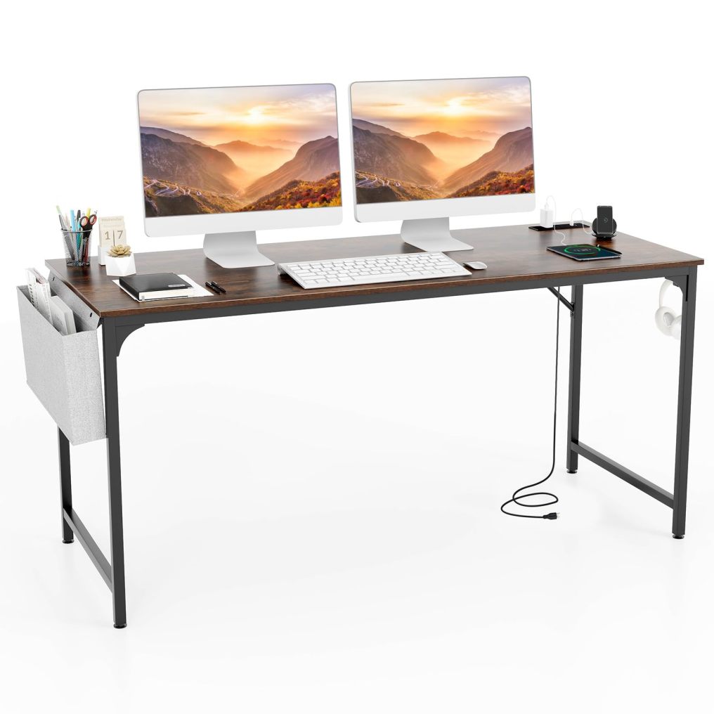 Home Office Desk 32 Inch Computer Desk with Recessed Power Strip