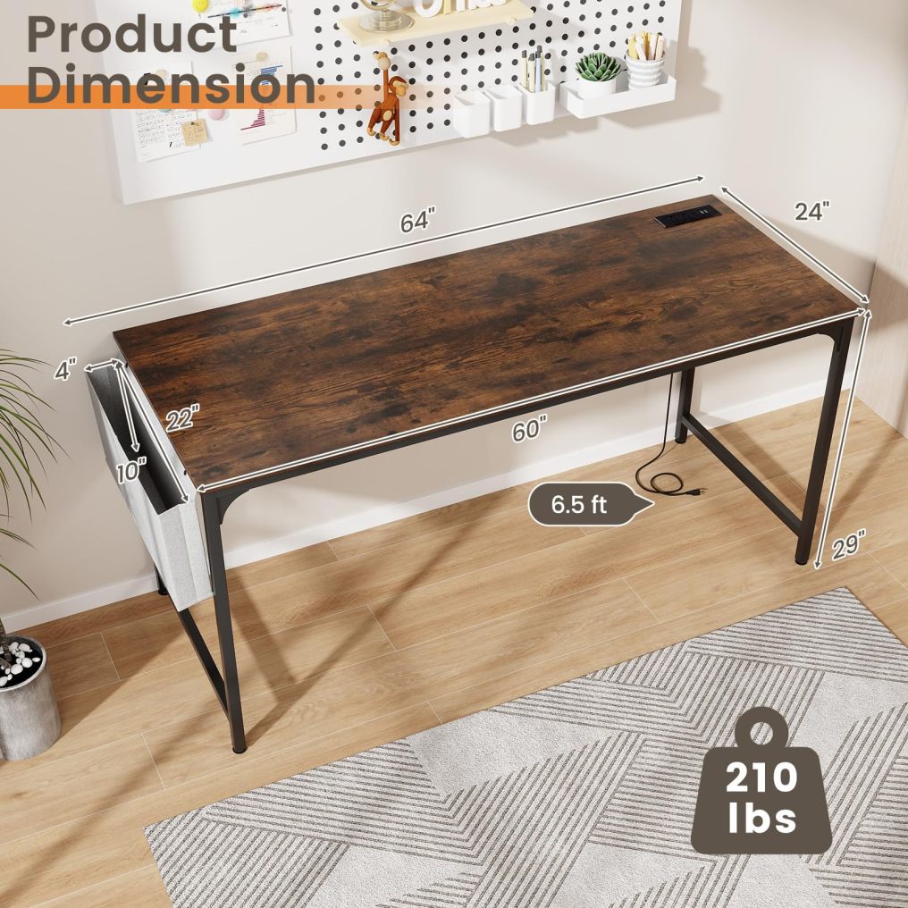 Home Office Desk 32 Inch Computer Desk with Recessed Power Strip