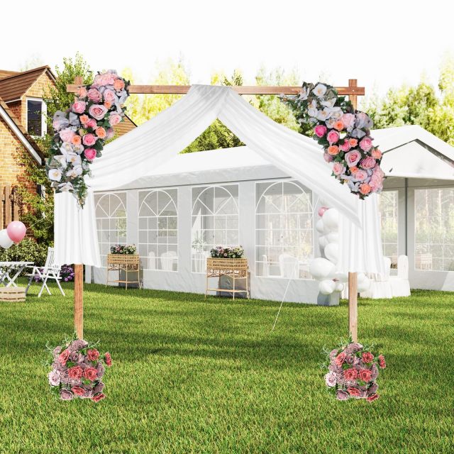7.2 FT Wooden Wedding Arch for Ceremony | Square Solid Wood Arch Stand