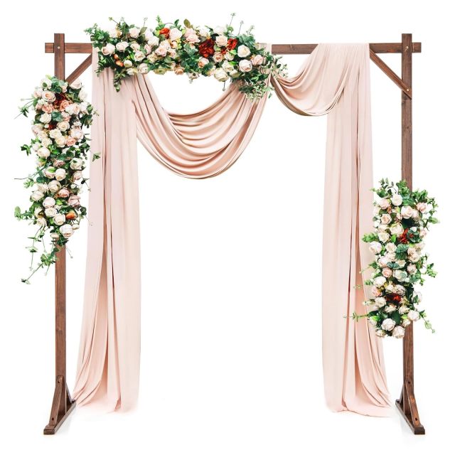7.2 FT Wooden Wedding Arch for Ceremony | Square Solid Wood Arch Stand