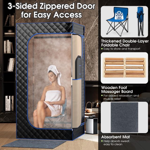 Portable Steam Sauna Personal Home Sauna Tent w/ 3L Steam Generator