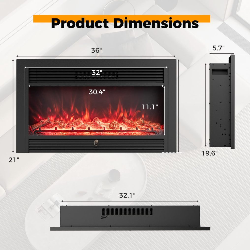 Electric Fireplace Inserts 36-inch Wide