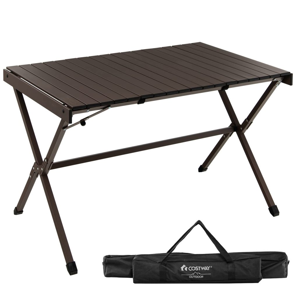 Portable Picnic Table 28’’ x 43’’ Roll-Up Aluminum Beach Table with Carry Bag