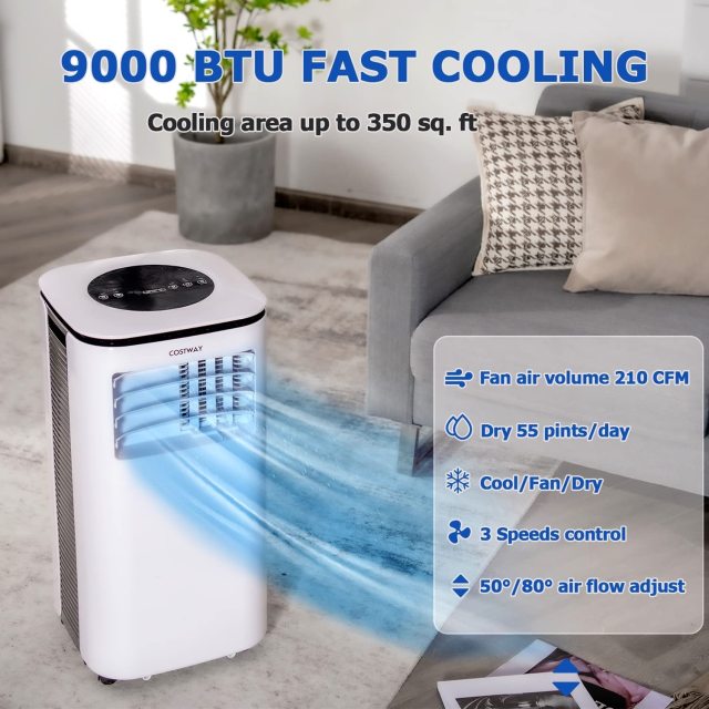 ARLIME 9,000 BTU (6,500 BTU SACC) Portable Air Conditioner, AC Unit Portable with Remote Control