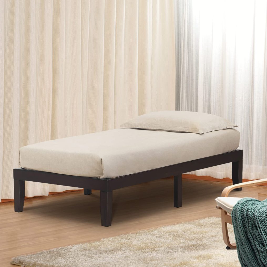 Platform Bed Frame 14 Inches Solid Rubber Wood Bed Frame