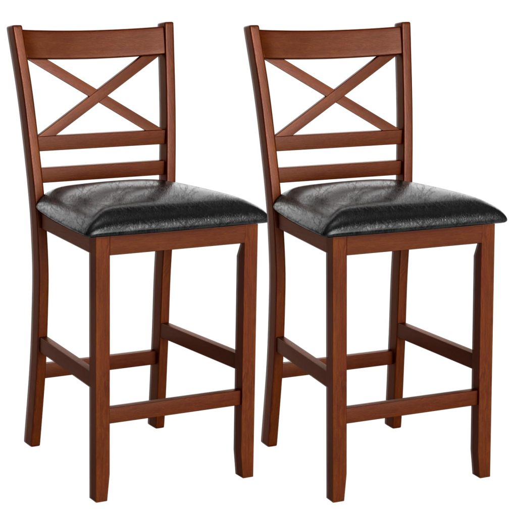 Modern 25” Counter Height Dining Pub Stools with X-Shaped Backrest