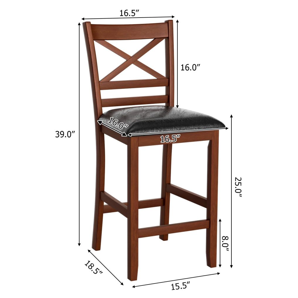 Modern 25” Counter Height Dining Pub Stools with X-Shaped Backrest