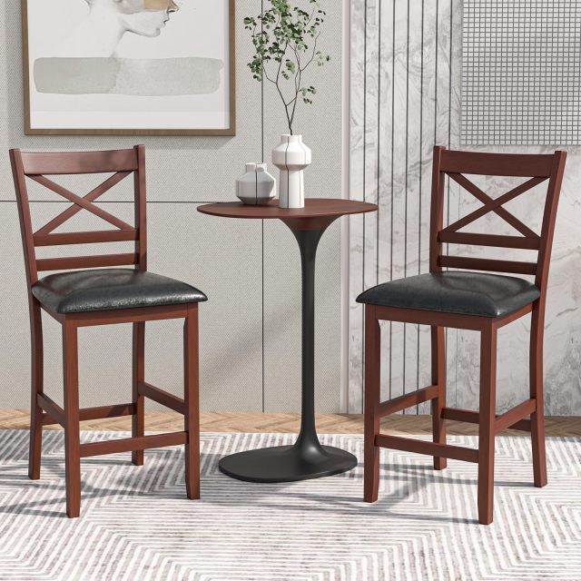 Modern 25” Counter Height Dining Pub Stools with X-Shaped Backrest