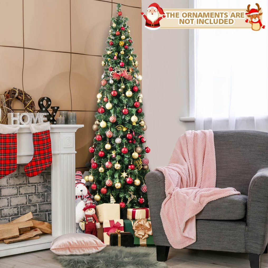 7 Feet Prelit Half-Shape Christmas Tree with 150 Lights