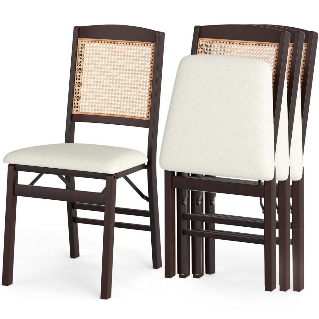 Folding Chairs Set of 2/4 Armless Rubber Wood Kitchen Side Chair