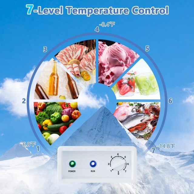 10 Cu.Ft. Chest Freezer, Compact Deep Freezer with 7-Level Adjustable Temperature, Removable Basket