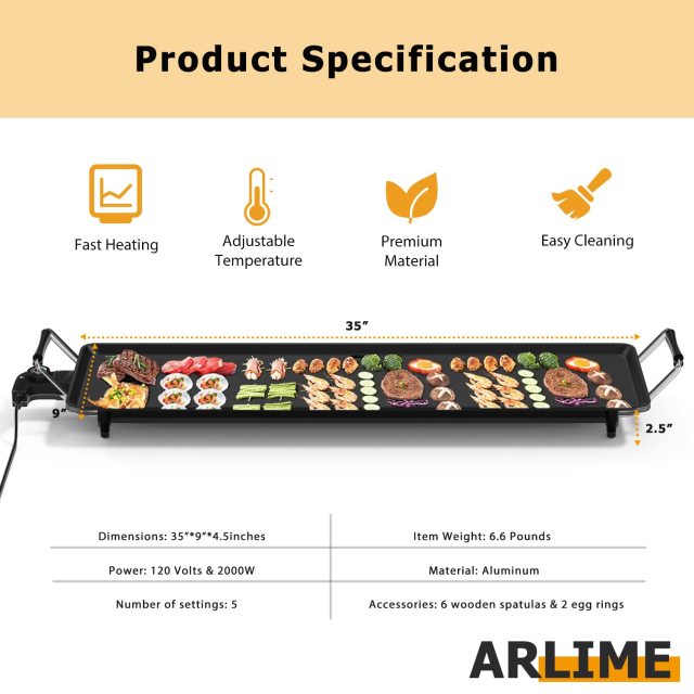 Large Electric griddle, 35" Teppanyaki Grill Extra Large Table Top Griddle